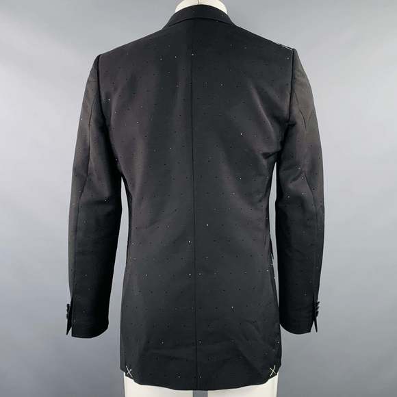 BURBERRY Black Studded Mohair Wool Peak Lapel Sport Coat - Picture 4 of 11